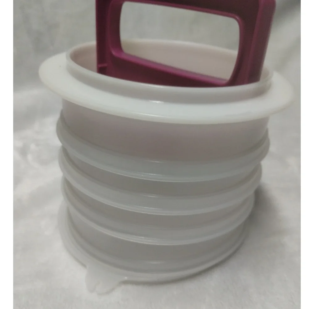 Tupperware‎ Hamburger Press and Keepers Set Magenta White Patty Maker 6pc